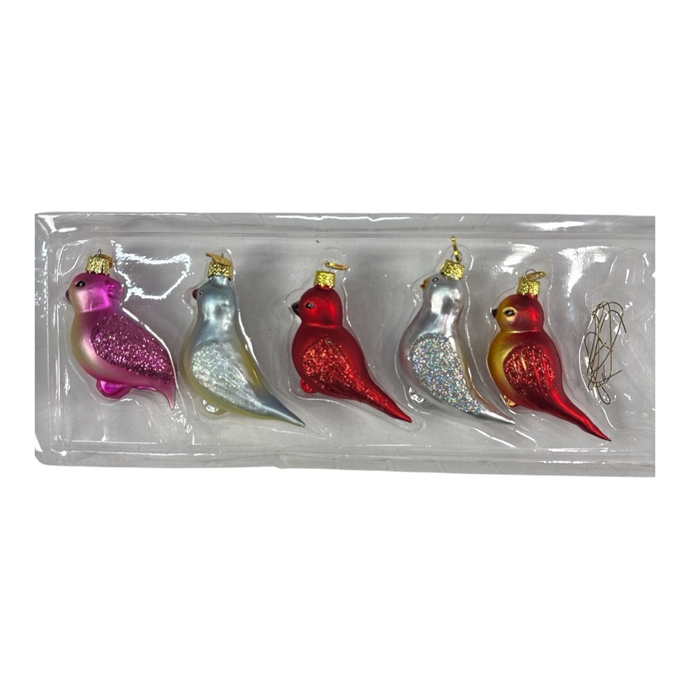 5 pcs. Vintage KSA Kurt Adler Mercury Glass Bird Christmas Tree Ornament